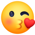 face blowing a kiss emoji on facebook messenger