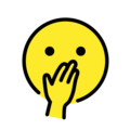 face with hand over mouth emoji on openmoji