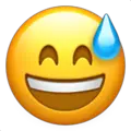 grinning face with sweat emoji on apple iphone iOS