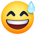 grinning face with sweat emoji on facebook and messenger