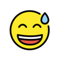 grinning face with sweat emoji on openmoji