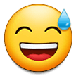grinning face with sweat emoji on samsung