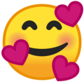 smiling face with hearts emoji on google android