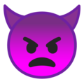 angry face with horns emoji on google android
