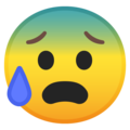 anxious face with sweat emoji on google android