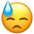downcast face with sweat emoji on apple iphone iOS