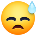 downcast face with sweat emoji on facebook messenger