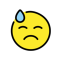 downcast face with sweat emoji on openmoji