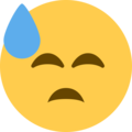 downcast face with sweat emoji on twitter (twemoji)