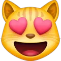 smiling cat with heart-eyes emoji on facebook messenger