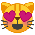 smiling cat with heart-eyes emoji on google android